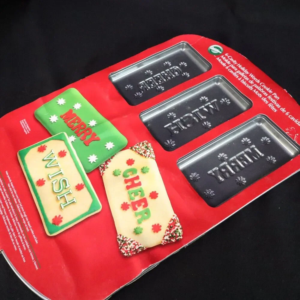 Wilton Cookie Bars Pan Set of 2 pans NEW 6 sections each Holiday Word